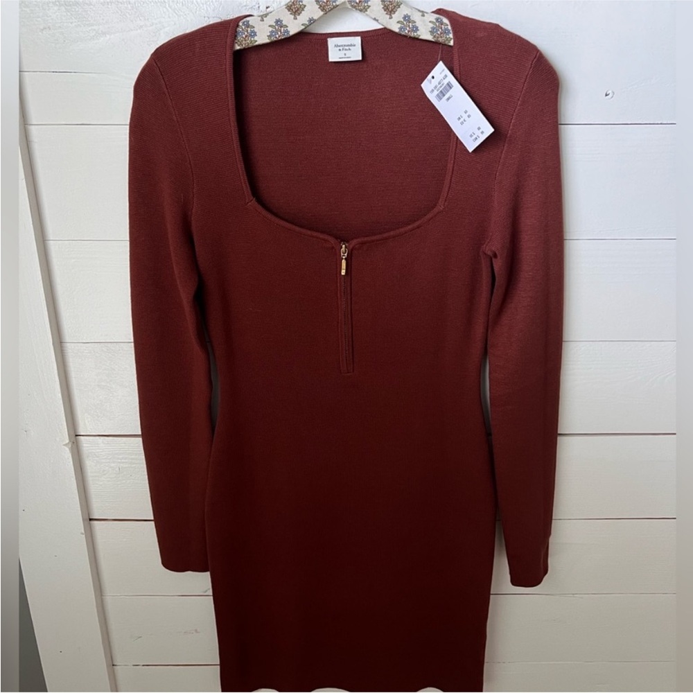 Abercrombie Kids Rust Long Sleeve Dress with Embellished Collar